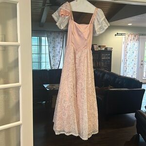 Vintage Gunne Sax pink lace dress 5
